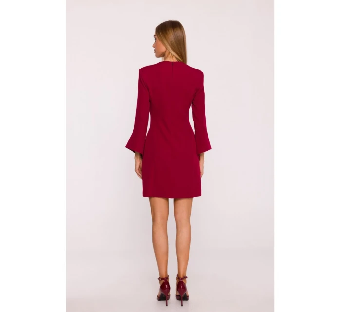 M876 Šaty s širokými manžetami - bordó M876 Šaty s širokými manžetami - bordó