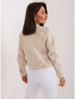 Světle béžová krátká džínová bunda s kapsami