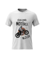 Pánské bavlněné tričko s potiskem - VŠUDE DOBŘE NA MOTORCE NEJLÍP! - bílé Pánské bavlněné tričko s potiskem - VŠUDE DOBŘE NA MOTORCE NEJLÍP! - bílé