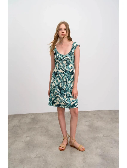 Dámské šaty model 21229197 Světle béžová / zelená - Vamp