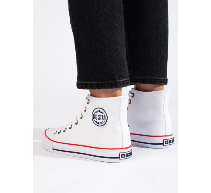 Stylové bílé tenisky dámské bez podpatku Stylové bílé tenisky dámské bez podpatku