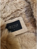 Světle béžová krátká zimní bunda parka s kožešinovou podšívkou model 21247285 - J.STYLE