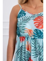 Šaty s motivem listů v mátové barvě Šaty s motivem listů v mátové barvě