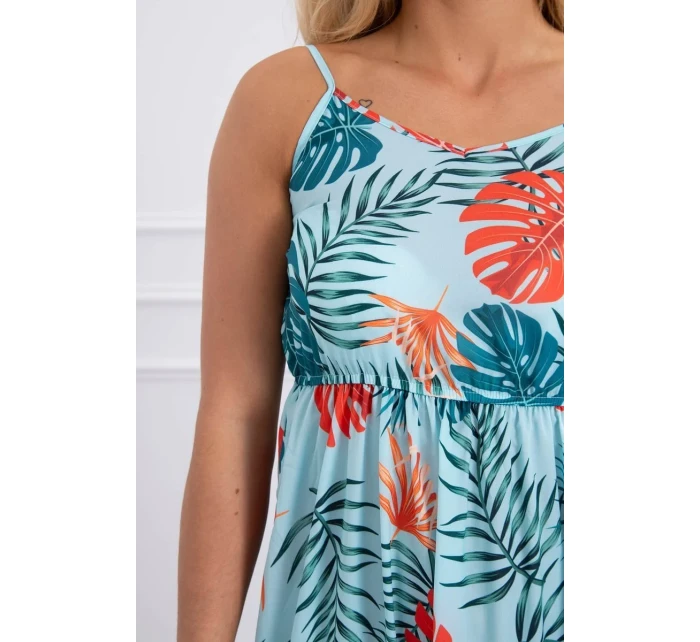 Šaty s motivem listů v mátové barvě Šaty s motivem listů v mátové barvě