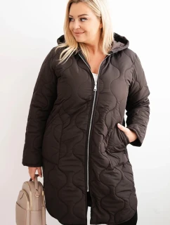 Dámská zimní bunda Plus Size prošívaná s kapucí červená