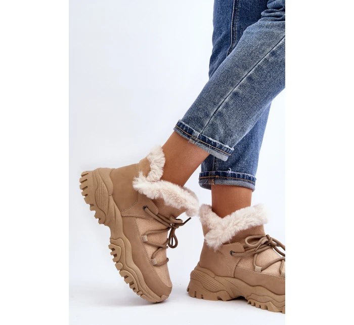 Dámské zimní boty s kožešinou v béžové barvě model 21644000 - EVENTO