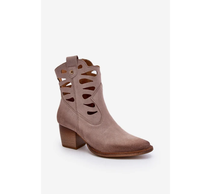 Kožené boty s výstřihy Maciejka 06412-04 Beige Kožené boty s výstřihy Maciejka 06412-04 Beige