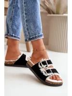 Dámské Pantofle S Přezkami A Kožíškem Černé model 21670217 - Boto Dámské Pantofle S Přezkami A Kožíškem Černé model 21670217 - Boto