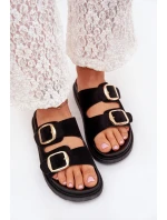 Dámské Sandały Na Platformě Se Zlatými Přezkami Černé Verena Dámské Sandały Na Platformě Se Zlatými Přezkami Černé Verena