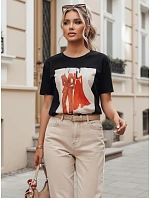 Dámské bavlněné tričko s potiskem COMDI černé FashionStreet RY2583