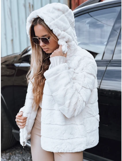 Dámská oboustranná kožešinová bunda s kapucí světle béžová Dstreet model 21993387 - FashionStreet