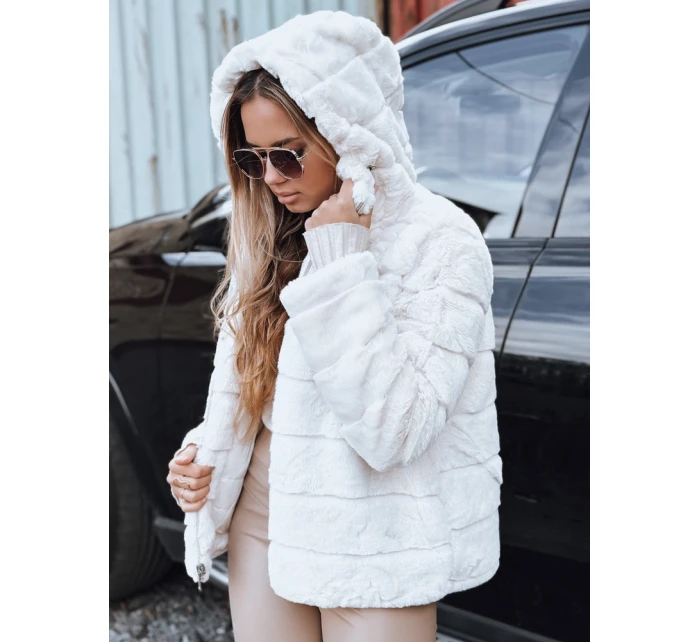Dámská oboustranná kožešinová bunda s kapucí světle béžová Dstreet model 21993387 - FashionStreet