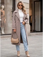 Dlouhý dámský kabát s vázáním v pase, Fango FashionStreet NY0810 Dlouhý dámský kabát s vázáním v pase, Fango FashionStreet NY0810