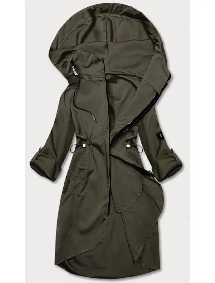 Tenký dámský přehoz přes oblečení v khaki barvě s kapucí model 18013334 - S'WEST Tenký dámský přehoz přes oblečení v khaki barvě s kapucí model 18013334 - S'WEST