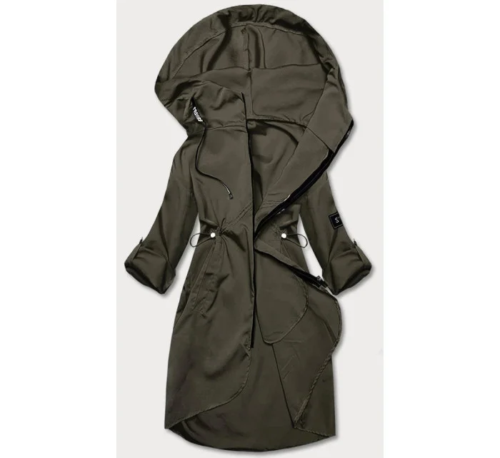 Tenký dámský přehoz přes oblečení v khaki barvě s kapucí model 18013334 - S'WEST Tenký dámský přehoz přes oblečení v khaki barvě s kapucí model 18013334 - S'WEST