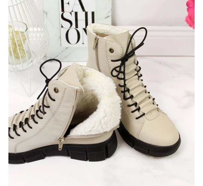 Rieker W X3428 béžové zateplené boty