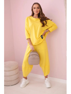 Bavlněná mikina kalhoty set žlutý