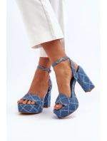 Džínové sandály na podpatku modré model 21649737 - Boto Džínové sandály na podpatku modré model 21649737 - Boto