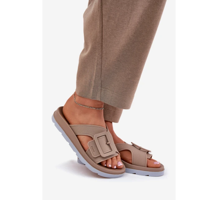 Vonné Dámské Pantofle S Dekorativní Přezkou Béžové ZAXY RR285076