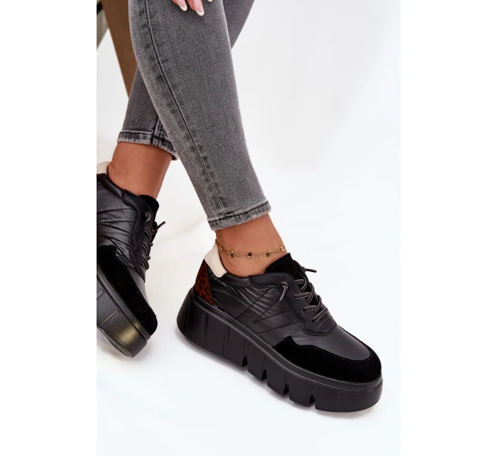 Dámské sportovní tenisky na platformě model 21708501 Černé - VINCEZA