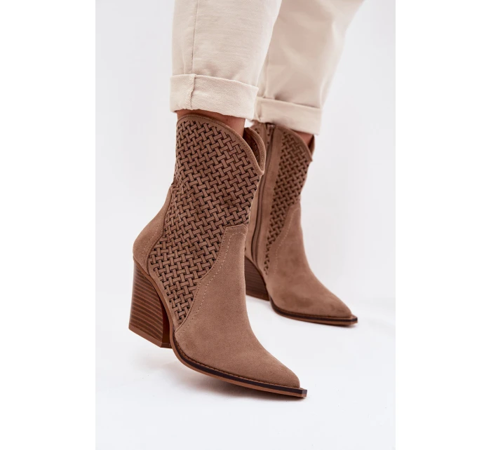 Dámské otevřené kotníkové boty na podpatku Béžové Rivorina