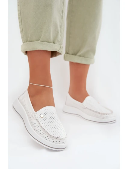 Dámské polobotky z přírodní kůže S.Barski GR61-5980 Bílé