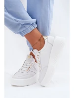 Kožené dámské tenisky na platformě model 22076967 bílé - VINCEZA Kožené dámské tenisky na platformě model 22076967 bílé - VINCEZA