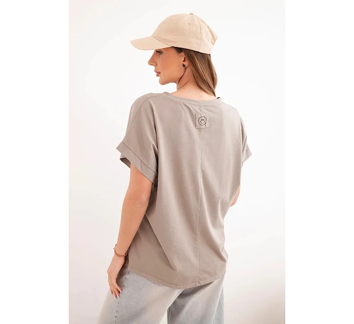 Dámská bavlněná halenka s výstřihem do V a krátkým rukávem fango