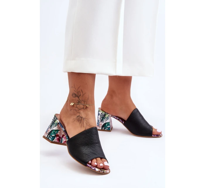 Dámské kožené lodičky na podpatku Lewski Shoes model 21626671 Černé - Boto