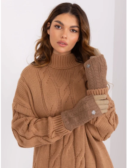 Rękawiczki AT RK model 19328268 ciemny bezowy - FPrice Rękawiczki AT RK model 19328268 ciemny bezowy - FPrice