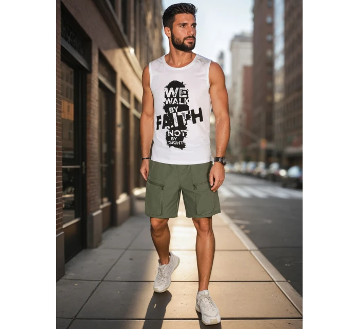 Pánské tričko bez rukávů bílé FashionStreet RX5658