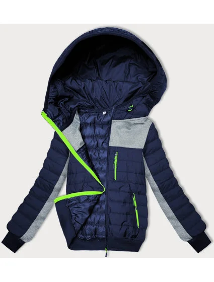 Tmavě dámská bunda z různých spojených materiálů model 18423307 - J.STYLE