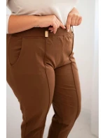Dámské bavlněné kalhoty Plus Size s elastickým pasem model 21397638 - K-Fashion Dámské bavlněné kalhoty Plus Size s elastickým pasem model 21397638 - K-Fashion