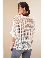 Dámský letní krajkový svetr s knoflíky a dlouhým rukávem černý