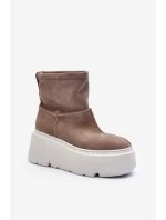 Kožené Dámské Boty Na Podpatku S Pásky  Bežové model 21644286 - Zazoo