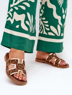 Kožené Ploché Klapky S  Hnědé model 21684124 - Zazoo