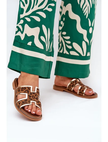 Kožené Ploché Klapky S  Hnědé model 21684124 - Zazoo