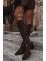 Dámské Kožené  S Dekorací Na Sloupku Čokoládové model 21715056 - Boto