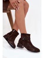 Dámské boty z přírodního semiše na klínu zateplené model 21715526 čokoládové - D&A