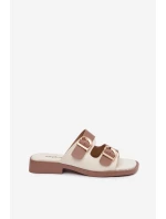 Dámské pantofle s zlatými sponami béžové model 21919181 - EVENTO Dámské pantofle s zlatými sponami béžové model 21919181 - EVENTO