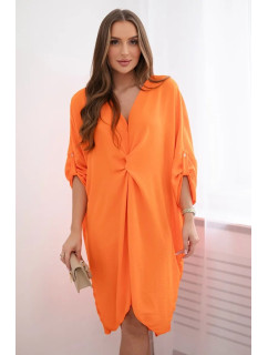 Oversize šaty s výstřihem do V oranžové barvy
