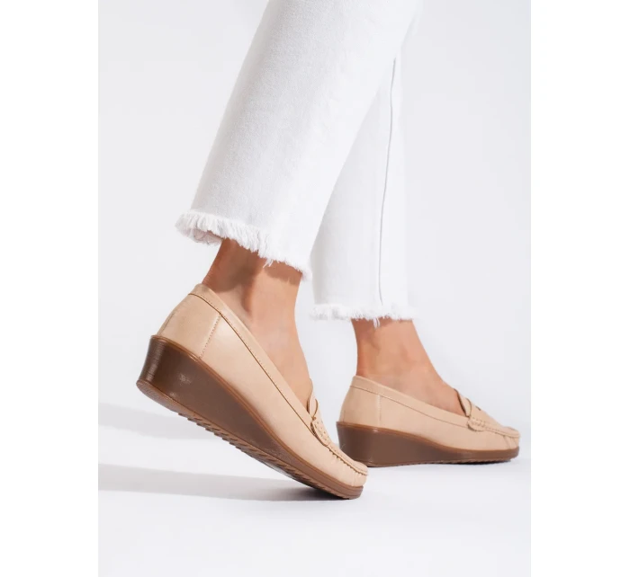 Pohodlné hnědé dámské mokasíny bez podpatku Pohodlné hnědé dámské mokasíny bez podpatku