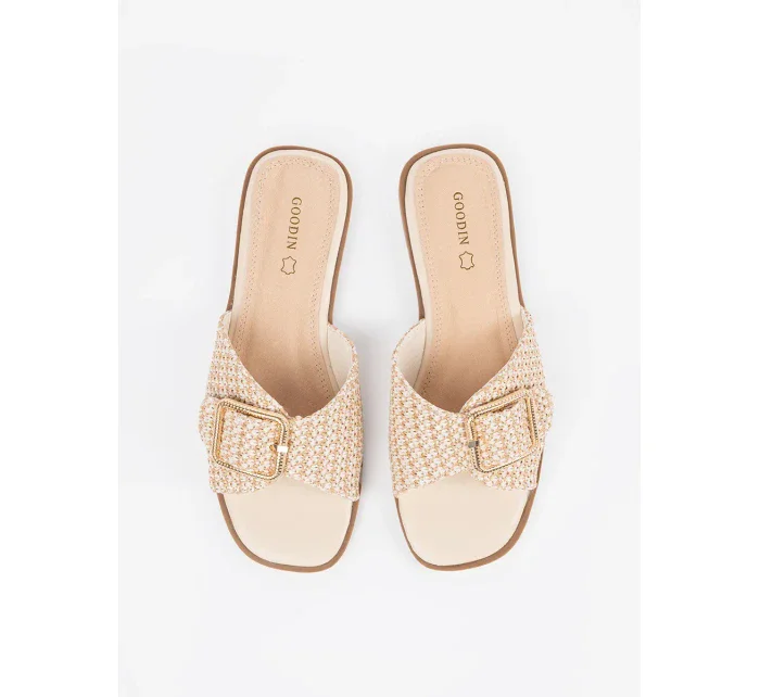 Jedinečné  nazouváky dámské hnědé na plochém podpatku