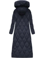 Tmavě modrá dlouhá dámská zimní bunda s kapucí model 21242133 - Libland