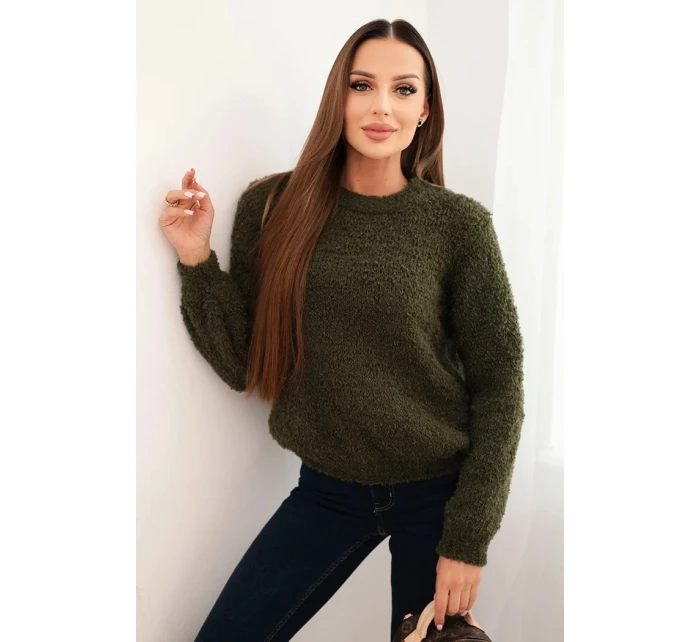 Dámský svetr z měkkého model 21421720 khaki - K-Fashion