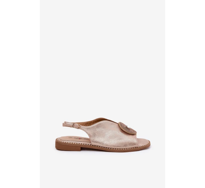 Lesklé Dámské Sandály S Dekorativním Detailem S.Barski KV51-012 Růžové Zlato