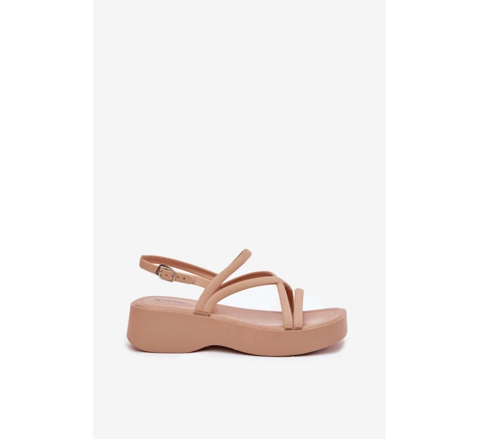 Dámské Sandály Na Platformě S Pásky Béžové model 21702591 - Boto Dámské Sandály Na Platformě S Pásky Béžové model 21702591 - Boto