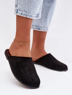 Dámské ploché nazouváky z eko semiše Černé Veronelle