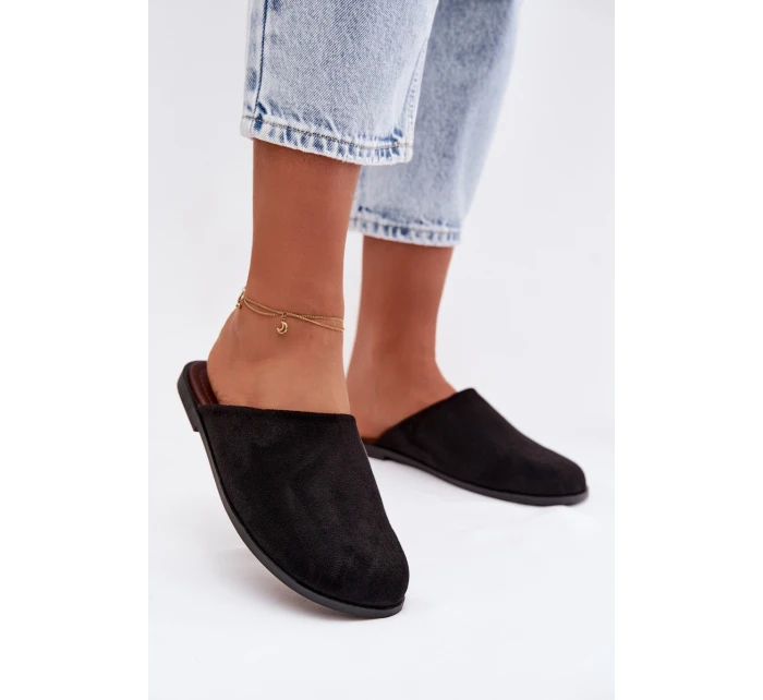 Dámské ploché nazouváky z eko semiše Černé Veronelle