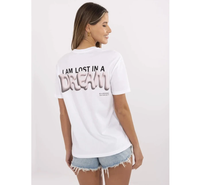 T shirt model 21153845 biało różowy - FPrice T shirt model 21153845 biało różowy - FPrice